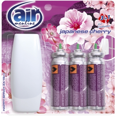 Odorizant pentru baie 3 x 15 ml Happy Spray Japanese Cherry Air Menline