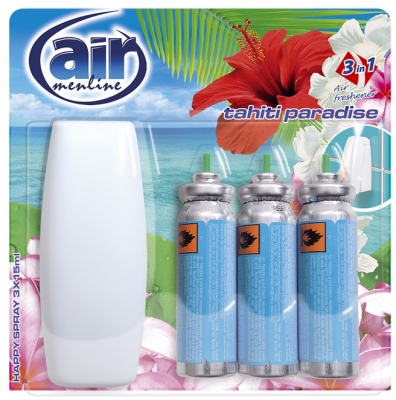 Odorizant pentru baie 3 x 15 ml Happy Spray Tahiti Paradise Air Menline