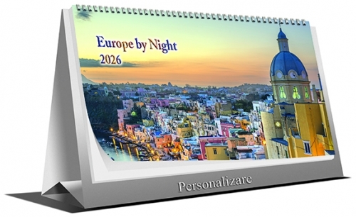 Calendar de birou Europe by Night, 21 x 10 cm, 6 file, 2026