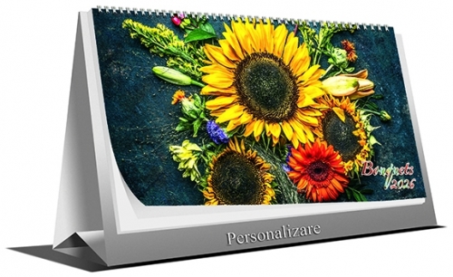 Calendar de birou Bouquets, 21 x 10 cm, 6 file, 2026