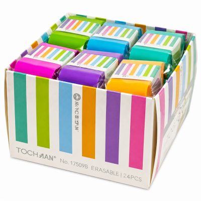 Radiera Tochain, tematica curcubeu, diverse culori, 24 buc/display