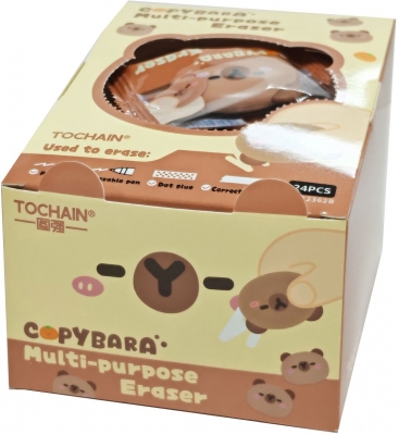 Radiera Tochain 2 in 1 pentru roller gel cu cerneala termosensibila si creion Capybara, 24 buc/display
