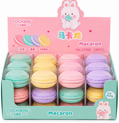 Radiere Tochain, Macaron, 2 buc, diverse culori, 12 buc/display