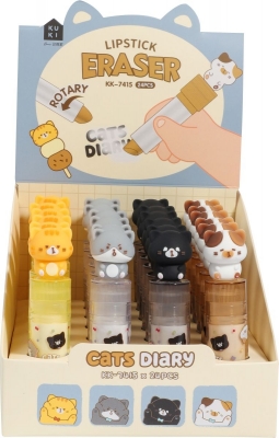 Radiera Tochain rotativa Jurnal pisici, diverse culori, 24 buc/display