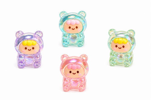 Ascutitoare simpla Tochain, ursulet de guma, cristal, diverse culori