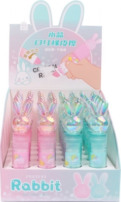 Radiera Tochain cristal, iepure, diverse culori, 24 buc/display