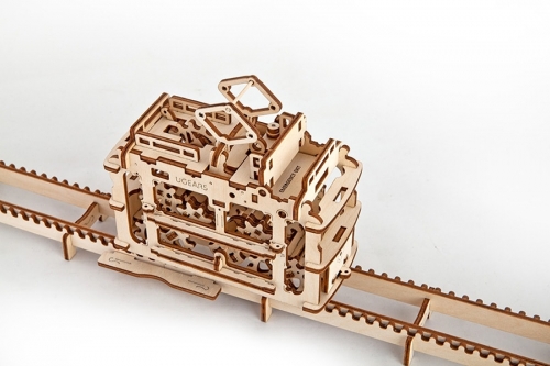 Puzzle 3D, lemn, mecanic Tramvai, 154 piese, Ugears 