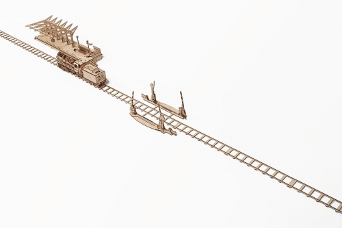 Puzzle 3D, lemn, mecanic Sine tren, 200 piese, Ugears 