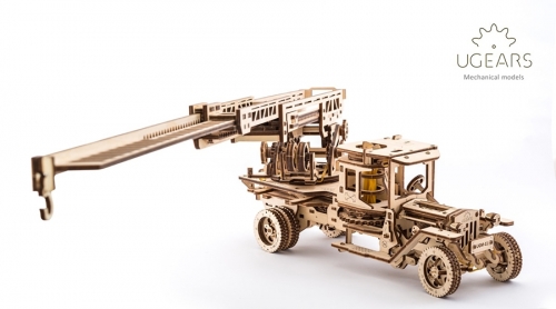 Puzzle 3D, lemn, mecanic Camion UGM-11 Pompier 537 piese, Ugears 