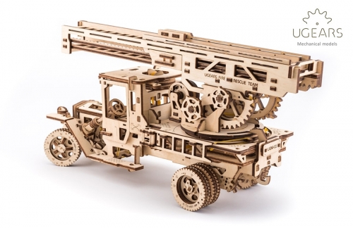 Puzzle 3D, lemn, mecanic Camion UGM-11 Pompier 537 piese, Ugears 