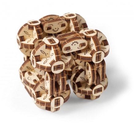 Puzzle 3D, lemn, mecanic Flexi-cubs, 144 piese, Ugears 