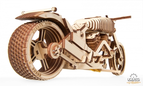 Puzzle 3D, lemn, mecanic Motocicleta VM-02, 189 piese, Ugears 