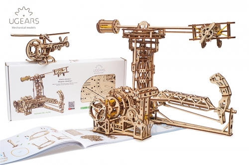 Puzzle 3D, lemn, mecanic Aviator, 726 piese, Ugears