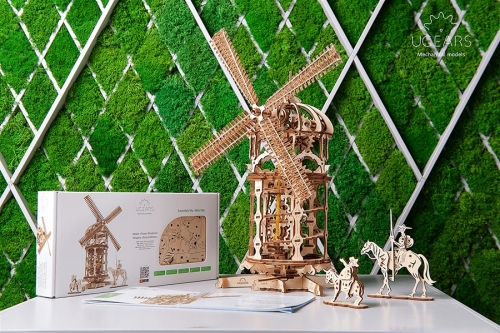 Puzzle 3D, lemn, mecanic Moara de Vant, 585 piese, Ugears 