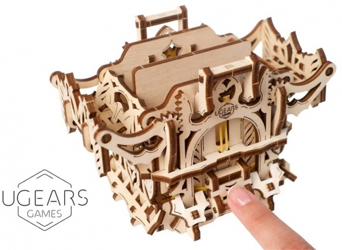 Puzzle 3D, lemn, mecanic Cutie pentru carti de joc, 64 piese, Ugears