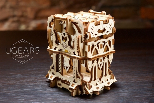 Puzzle 3D, lemn, mecanic Cutie pentru carti de joc, 64 piese, Ugears