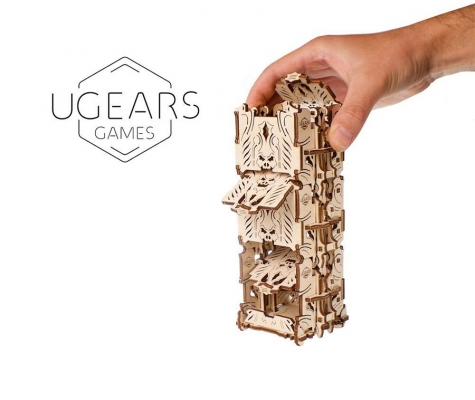 Puzzle 3D, lemn, mecanic Turn mecanic pentru zaruri, 172 piese, Ugears 