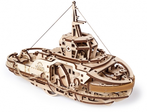 Puzzle 3D, lemn, mecanic Model Remorcher, 169 piese, Ugears 