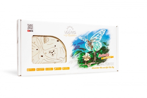 Puzzle 3D, lemn, mecanic Fluture mecanic, 161 piese, Ugears 