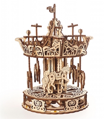 Puzzle 3D, lemn, mecanic Model Carusel, 305 piese, Ugears 