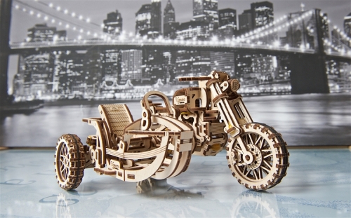 Puzzle 3D, lemn, mecanic Model Motocicleta Scrambler UGR-10, 380 piese, Ugears 