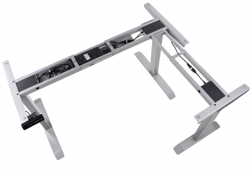 Cadru de birou unghiular, reglabil pe inaltime, gri, Stema partner