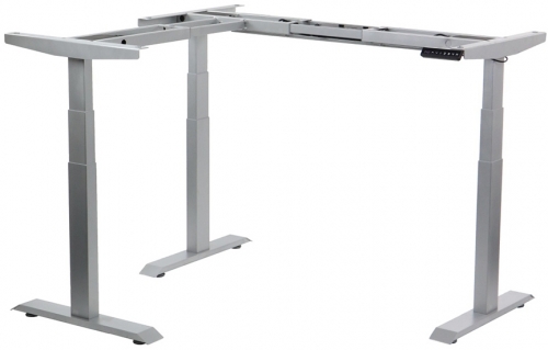 Cadru de birou electric unghiular, reglabil pe inaltime, gri, Stema partner