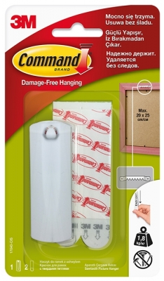 Carlig clasic montare tablouri 1 carlig + 2 benzi dublu adezive/set Command 3M
