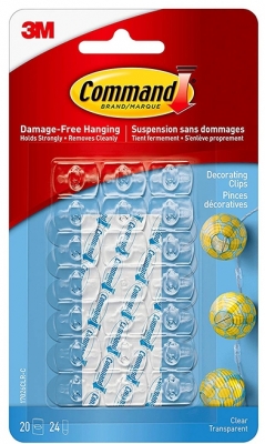 Carlig decorativ transparent mic 20 carlige + 24 benzi adezive/set Command 3M