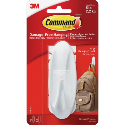 Carlig design mare 1 carlig + 2 benzi dublu adezive/set Command 3M