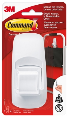 Carlig Jumbo 1 carlig + 4 benzi dublu adezive/set Command 3M
