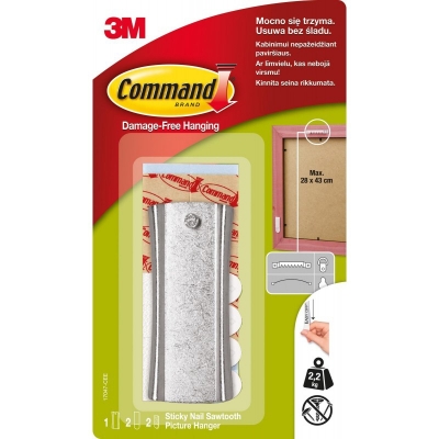 Carlig universal montare tablouri 1 carlig + 2 benzi Command 3M 