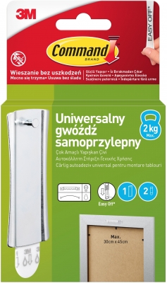 Carlig universal montare tablouri 1 carlig + 2 benzi Command 3M 