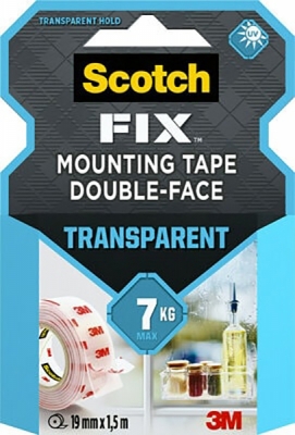 Banda dublu adeziva pentru montare transparenta 19mm x 1.5m Scotch-Fix Scotch 3M