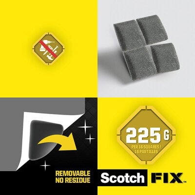 Benzi dublu adezive montare interior repozitionabile, 64 bucati/set Scotch-Fix™ Scotch 3M