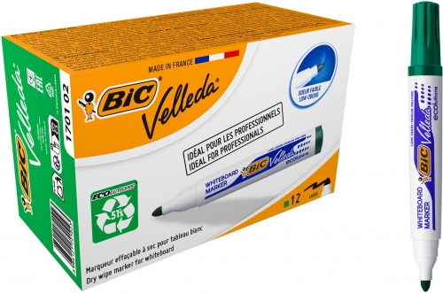 Marker verde pentru tabla alba Velleda, 12 buc/cutie Bic