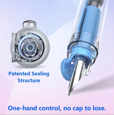 Display stilou retractabil Writech cu set de 5 patroane cerneala albastru, 43 buc/set