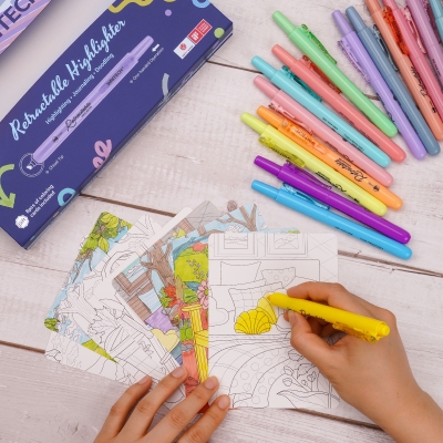 Display textmarker retractabil Writech, 80 buc/set