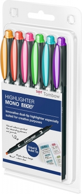 Textmarker Mono Edge, 6 culori/set Tombow