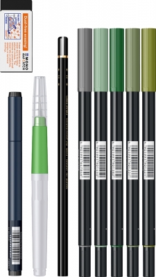 Markere acuarela peisaj, Greenery Set 9 Tombow