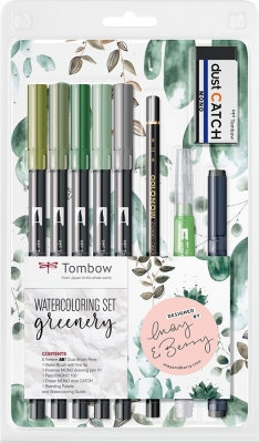 Markere acuarela peisaj, Greenery Set 9 Tombow