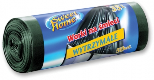 Saci menajeri HDPE 35 L, negru, 50 buc/rola Sweet Home