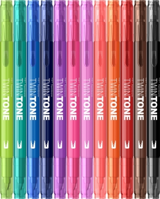 Markere TwinTone 12 culori brights Tombow