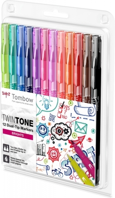 Markere TwinTone 12 culori brights Tombow