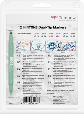 Markere TwinTone 12 culori pastel Tombow