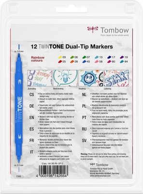 Markere rainbow TwinTone 12 culori Tombow