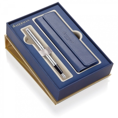 Set stilou cu etui Hemisphere Deluxe Metal Waterman
