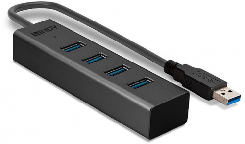 Hub USB Lindy LY-43324, 4 Port, USB 3.0, negru