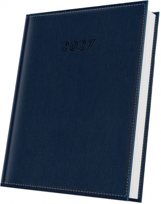 Agenda datata 2027 Herlitz DeLuxe Corinaldo, A5, 352 pagini, coperta din piele sintetica, culoare albastru navy