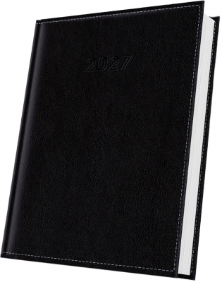 Agenda datata 2027 Herlitz DeLuxe Corinaldo, A5, 352 pagini, coperta din piele sintetica, culoare negru